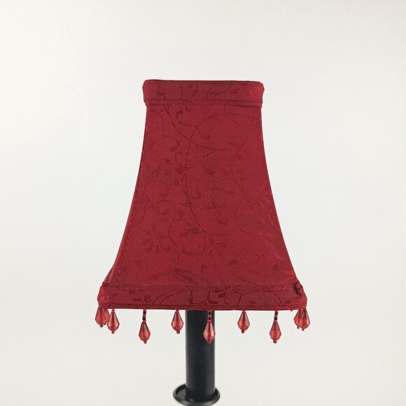 Dark Red Fabric Lamp Shade Tapered With Square Base Clip Mounting - Picture 1 of 10